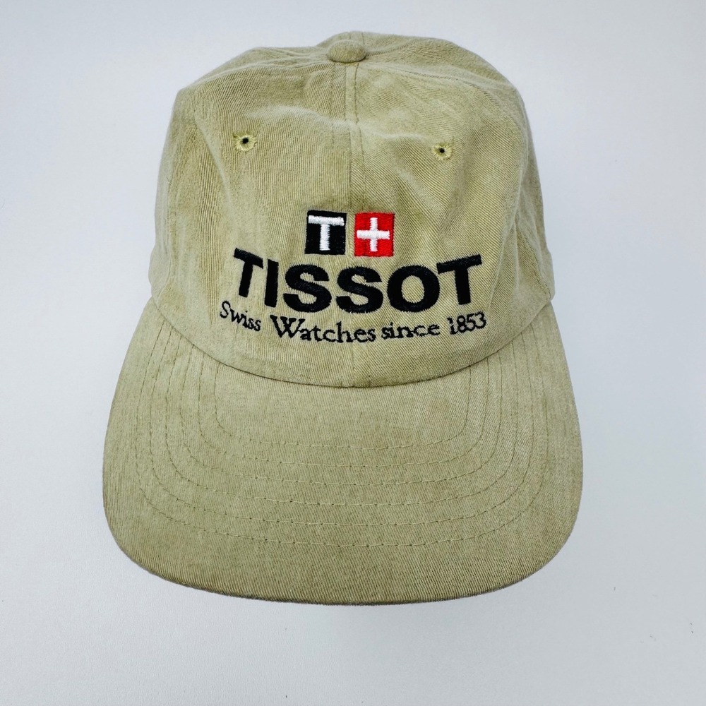 Tissot Swiss Watches Since 1853 Embroidered Khaki Tan Cotton Strapback Dad‎ Hat